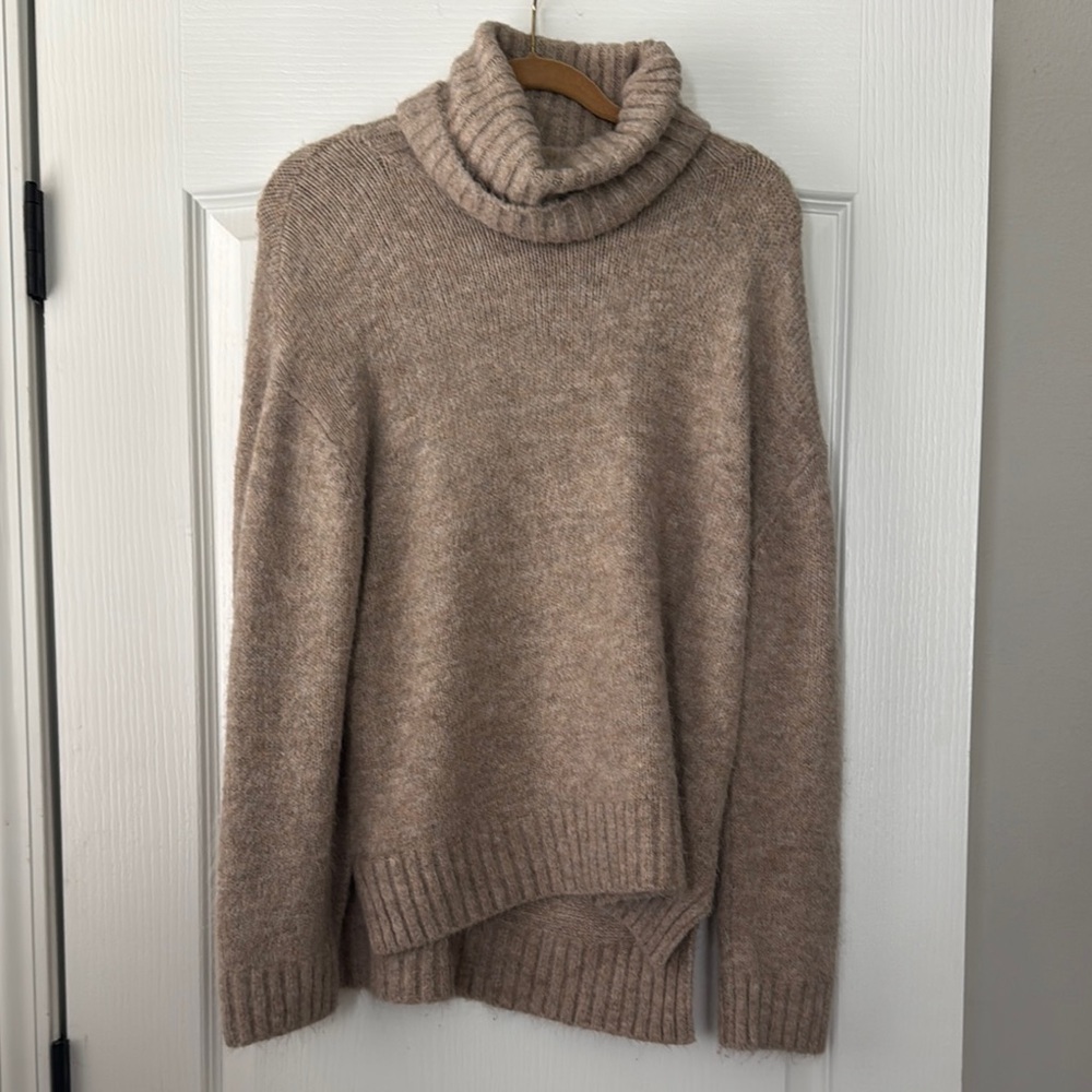 Oversized Tan Turtleneck Sweater